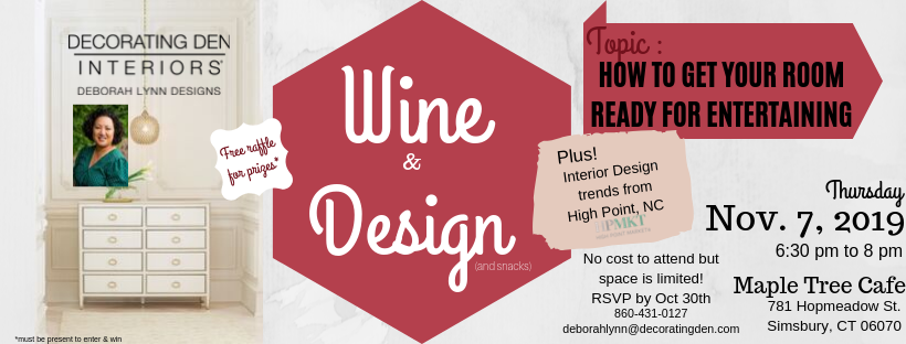 Wine and design event in Simsbury, CT
